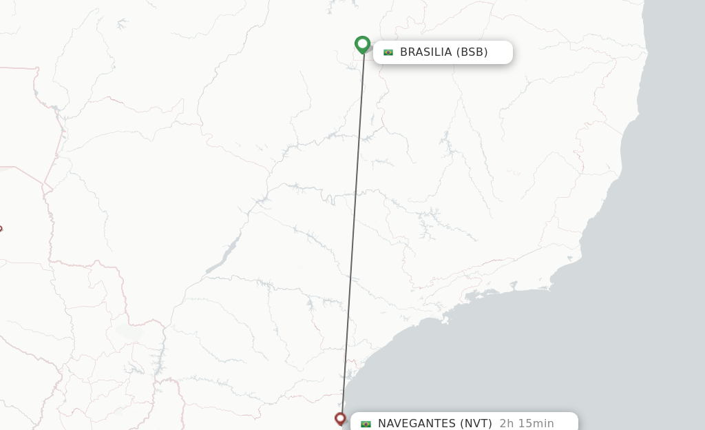 Flights from Brasilia to Navegantes route map