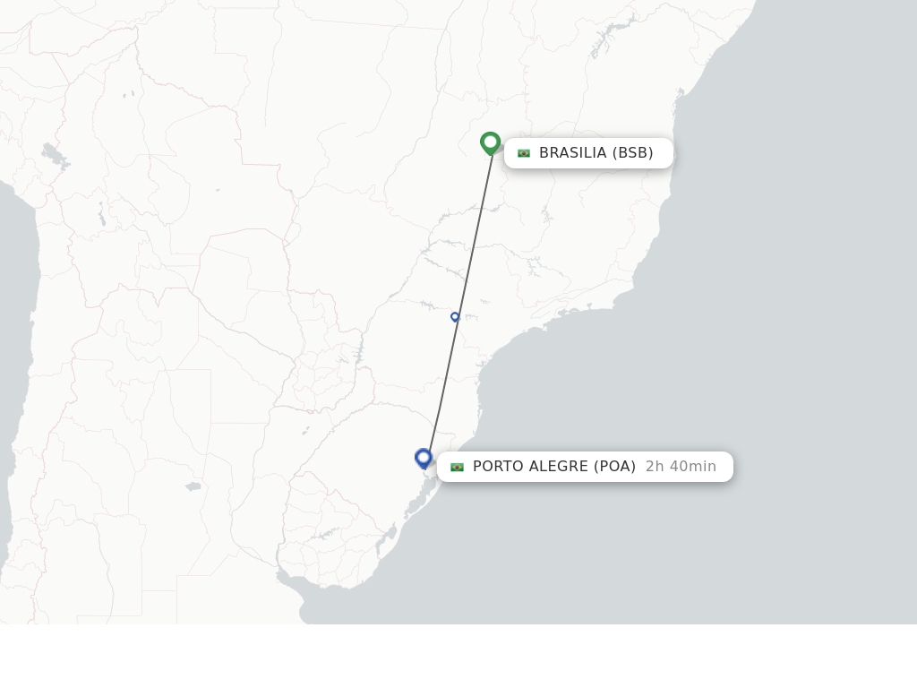 Flights from Brasilia to Porto Alegre route map