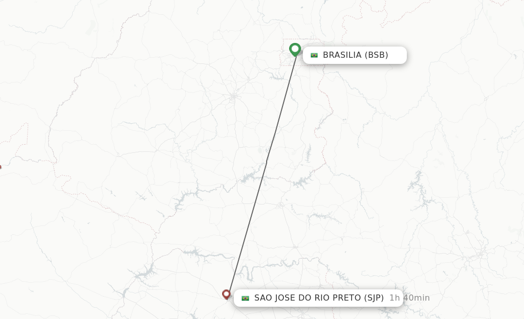 Flights from Brasilia to Sao Jose Do Rio Preto route map