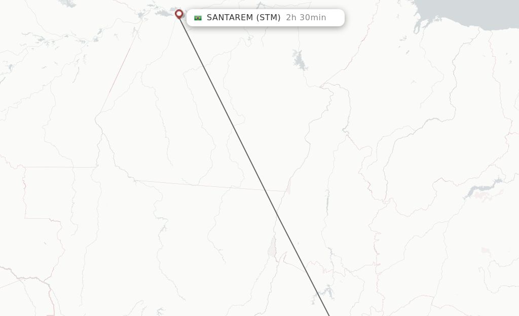 Flights from Brasilia to Santarem route map