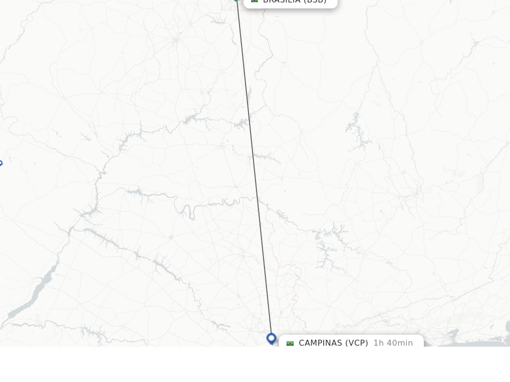Flights from Brasilia to Campinas route map