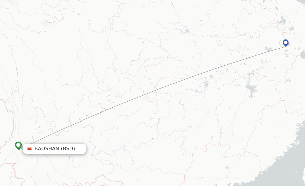 Route map with flights from Baoshan with Air Travel