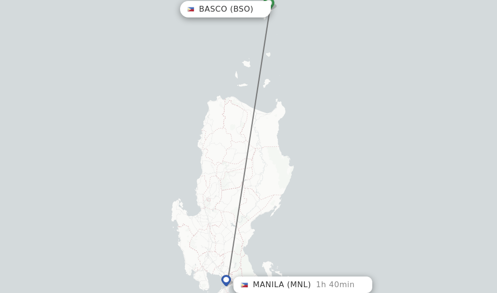 Flights from Basco to Manila route map