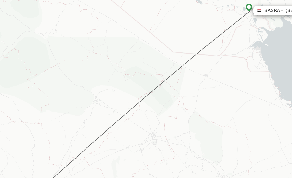 Flights from Basra to Madinah route map