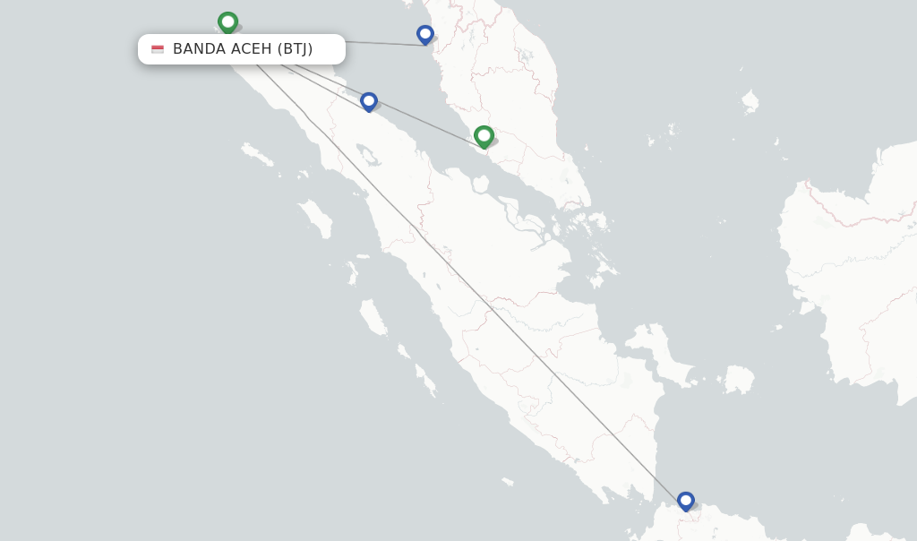 Flights from Banda Aceh to Batam route map