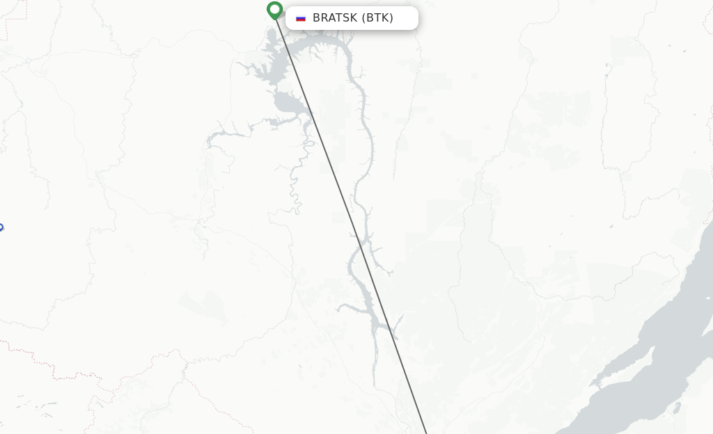 Flights from Bratsk to Irkutsk route map