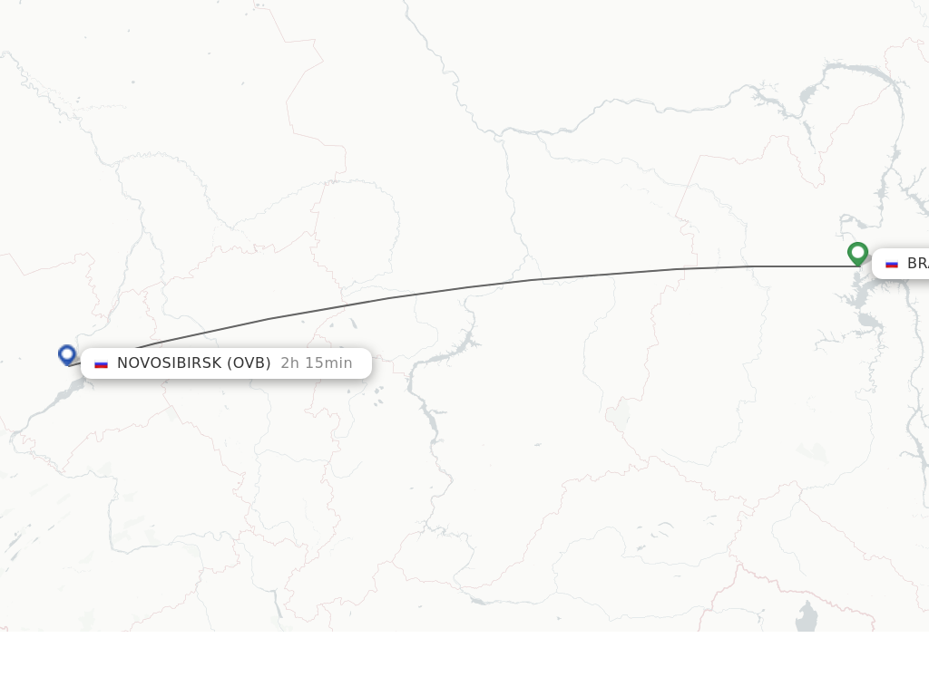 Flights from Bratsk to Novosibirsk route map
