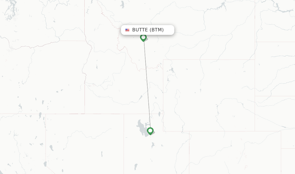 Route map with flights from Butte with Delta