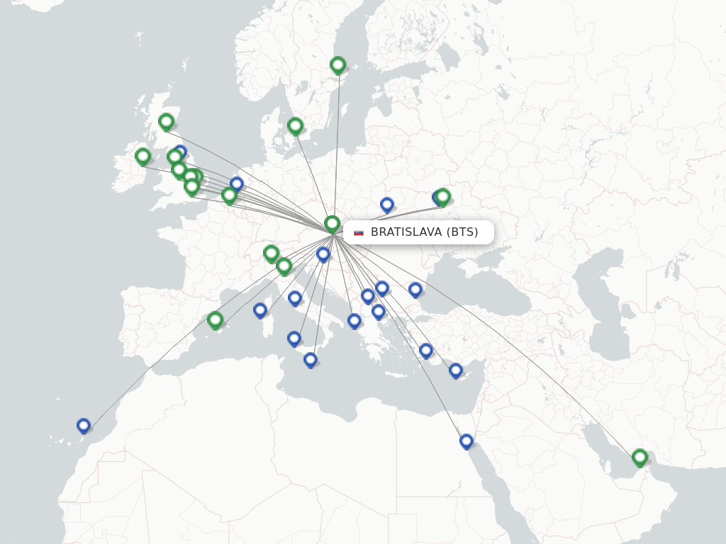 Flights from Bratislava to Antalya route map