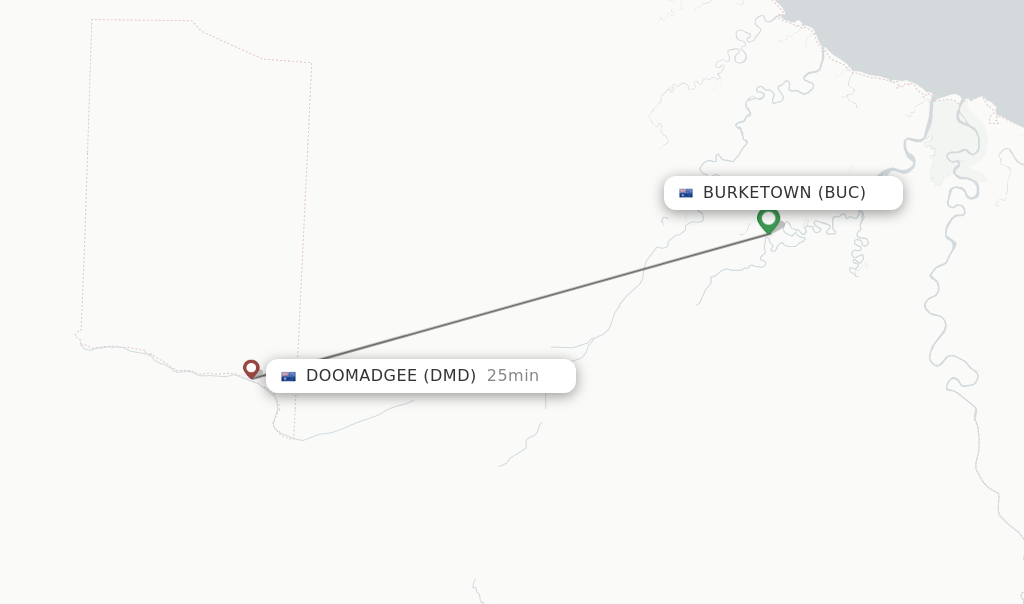Flights from Burketown to Doomadgee route map