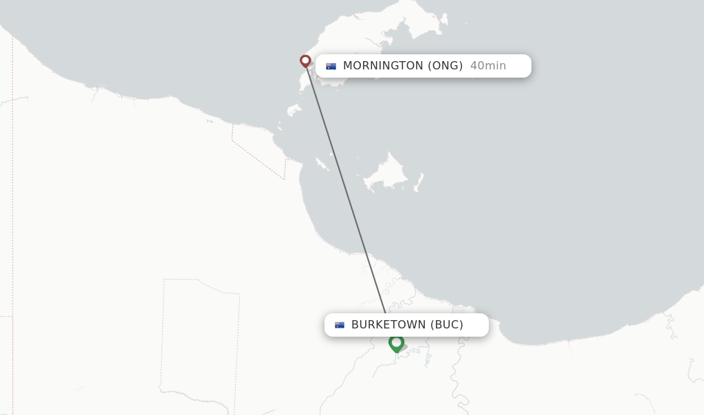 Flights from Burketown to Mornington route map