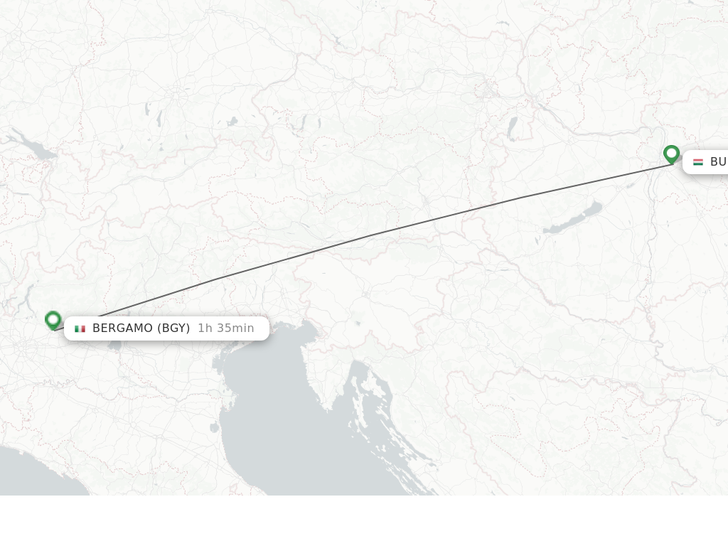 Flights from Budapest to Milan route map