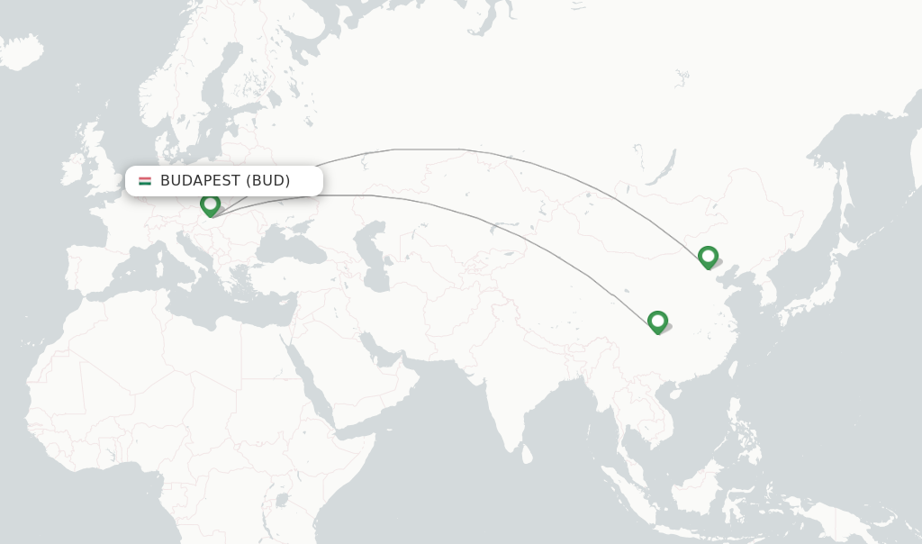 Route map with flights from Budapest with Air China
