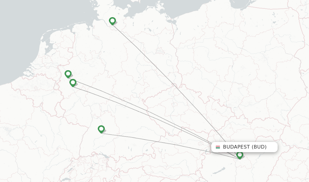 Route map with flights from Budapest with Eurowings