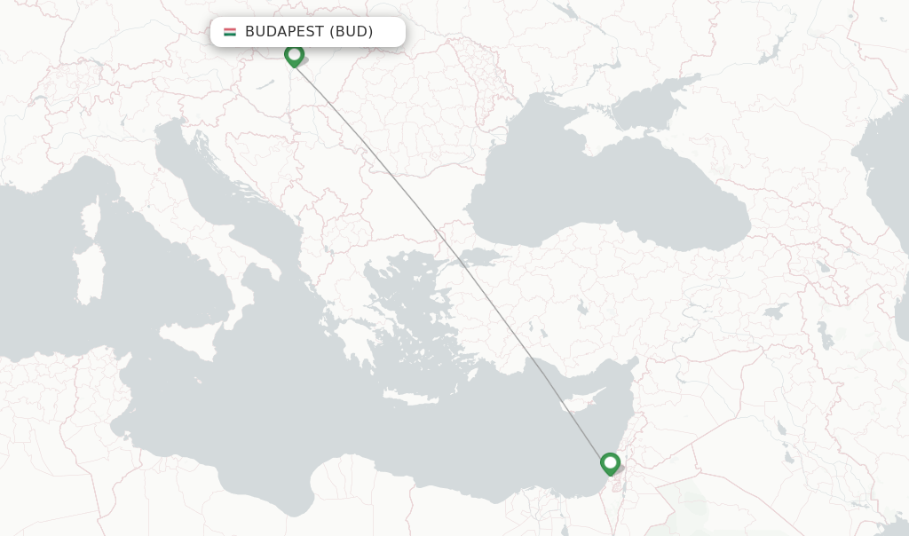 Route map with flights from Budapest with El Al