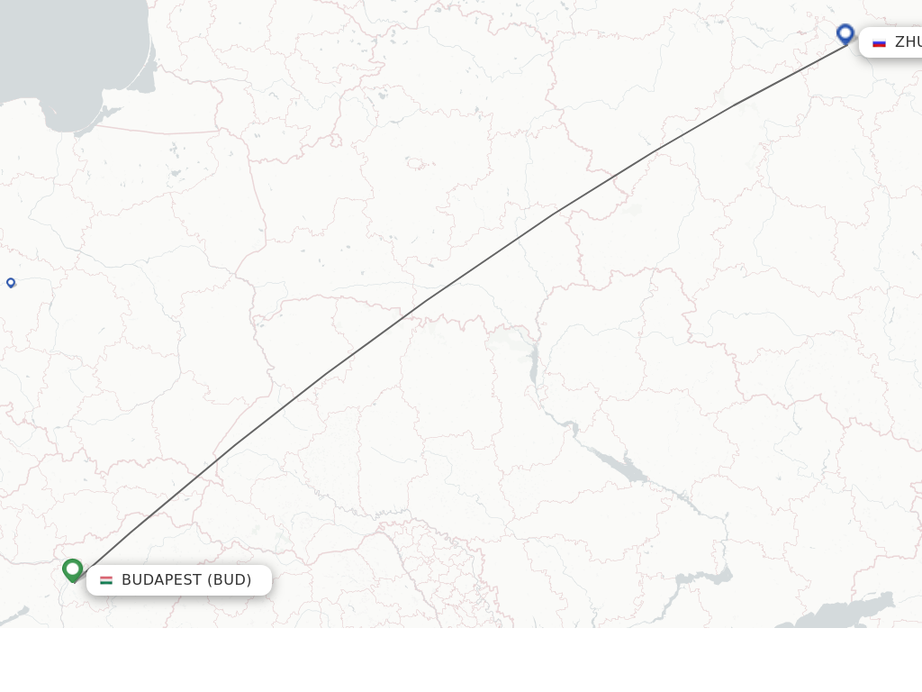 Flights from Zhukovsky to Budapest route map