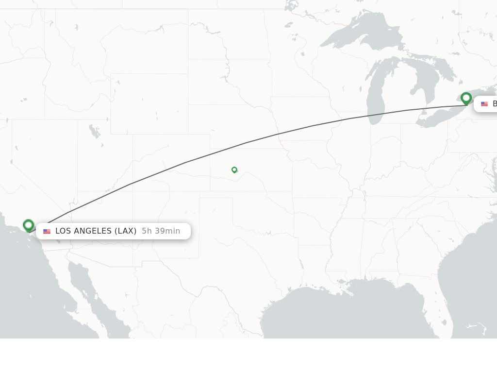 Flights from Buffalo to Los Angeles route map