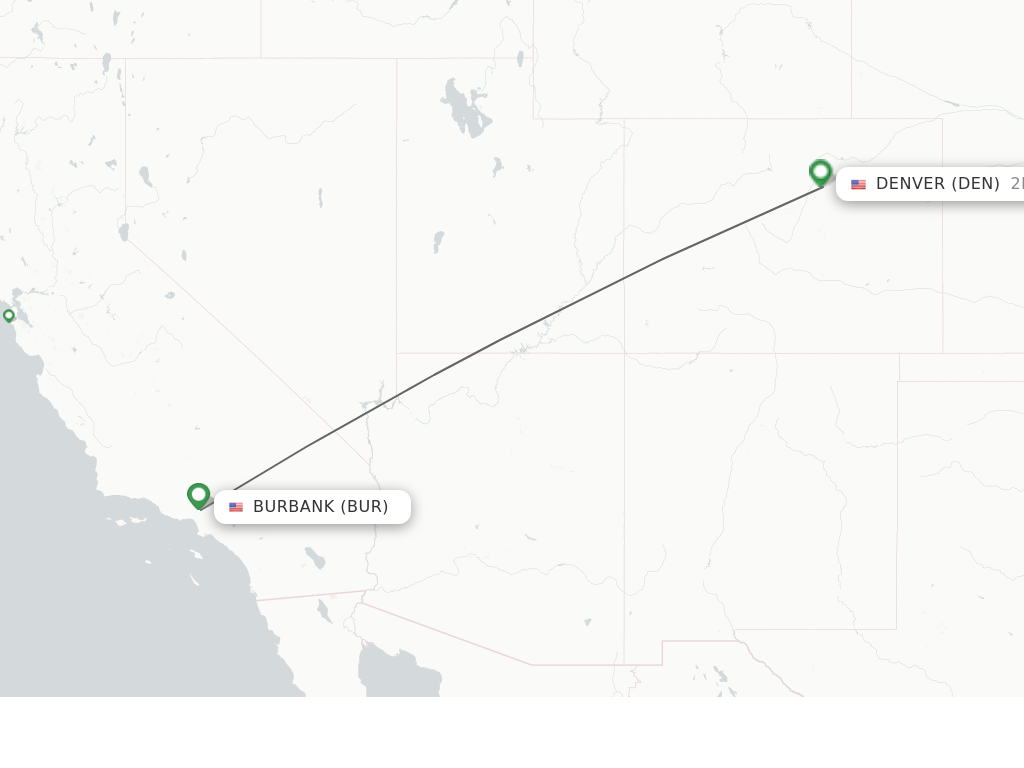 Flights from Burbank to Denver route map