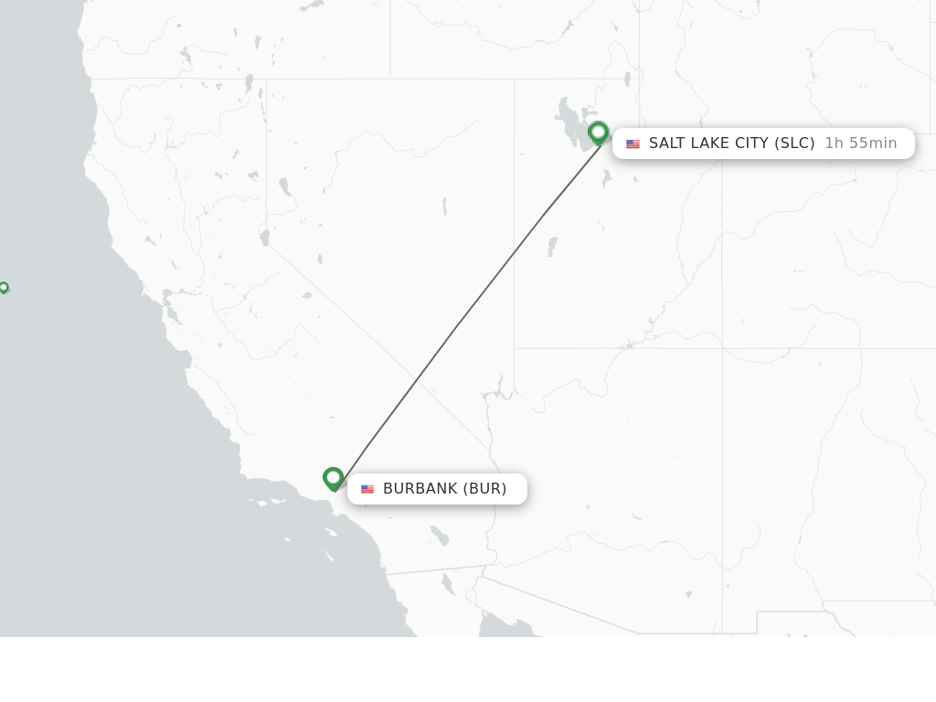 Flights from Burbank to Salt Lake City route map