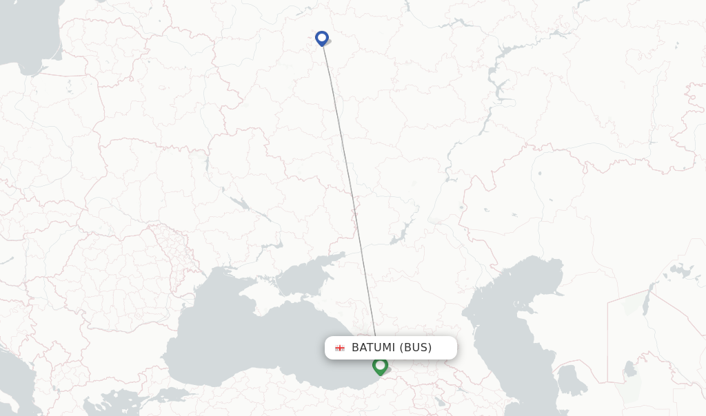Route map with flights from Batumi with Red Wings