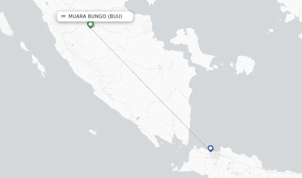 Route map with flights from Muara Bungo with Nam Air