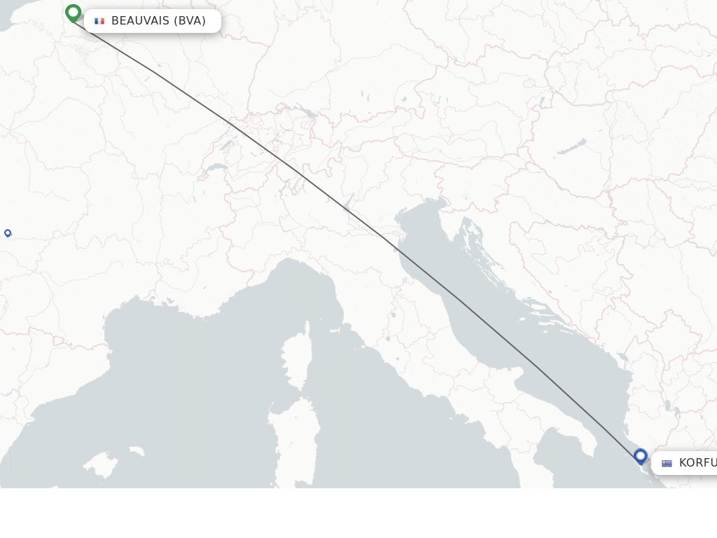 Flights from Paris to Kerkyra route map