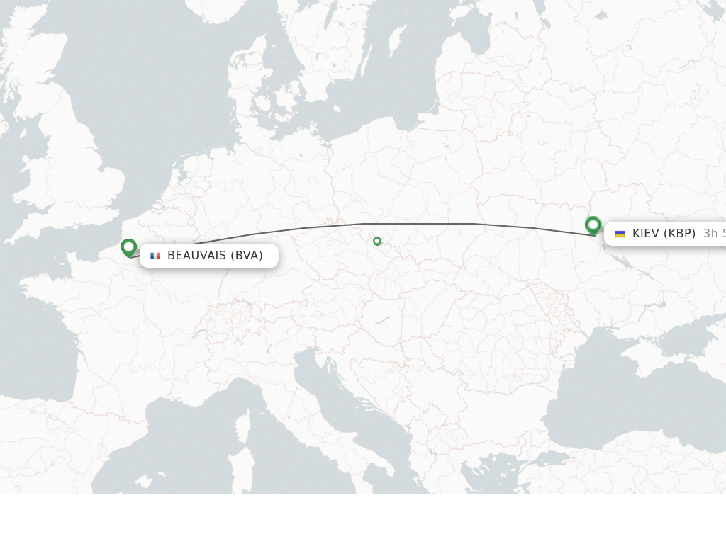Flights from Paris to Kiev/Kyiv route map