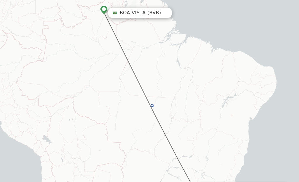 Flights from Boa Vista to Campinas route map