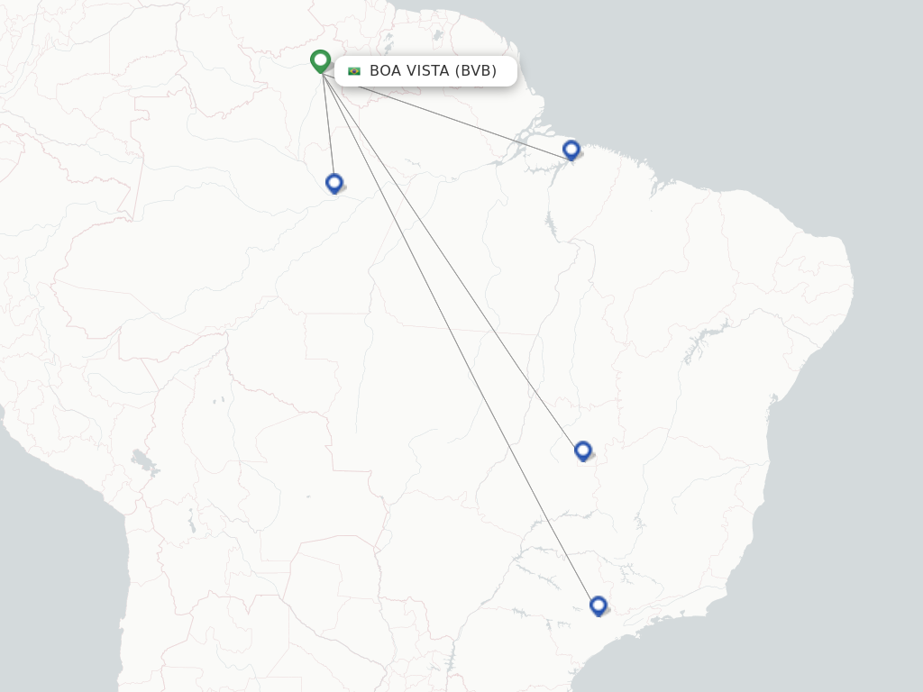 Flights from Boa Vista to Manaus route map