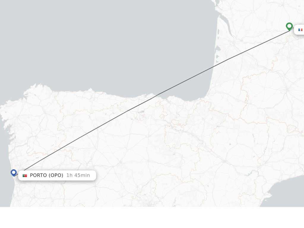Flights from Brive-La-Gaillarde to Porto route map