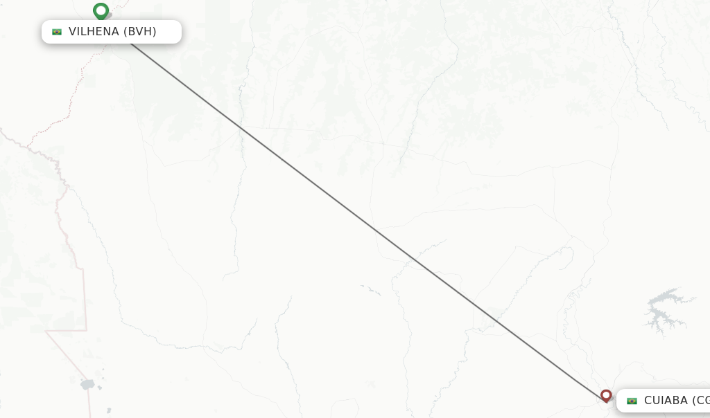 Flights from Vilhena to Cuiaba route map