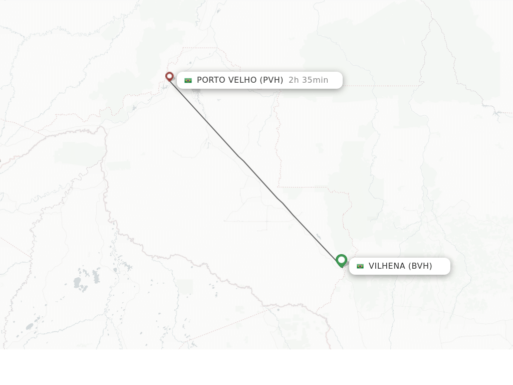 Flights from Vilhena to Porto Velho route map