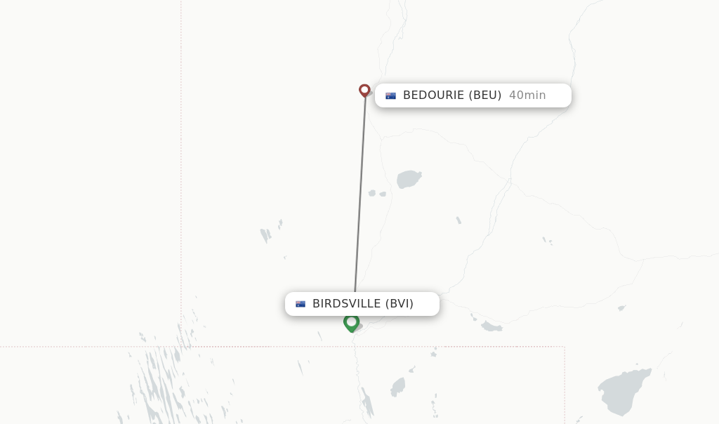 Flights from Birdsville to Bedourie route map