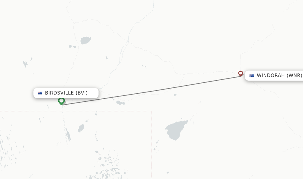 Flights from Birdsville to Windorah route map