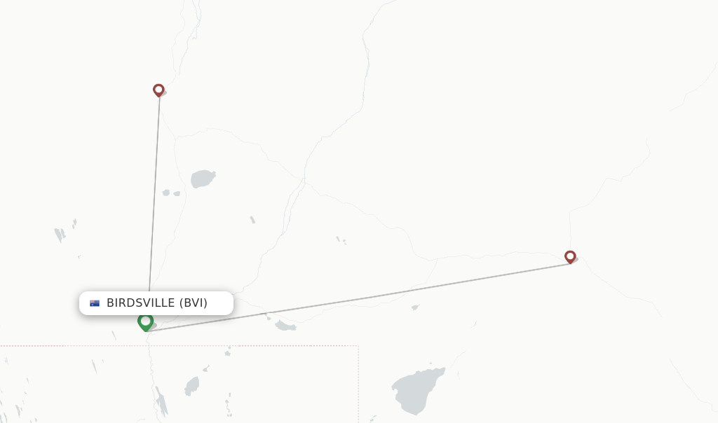Route map with flights from Birdsville with Rex