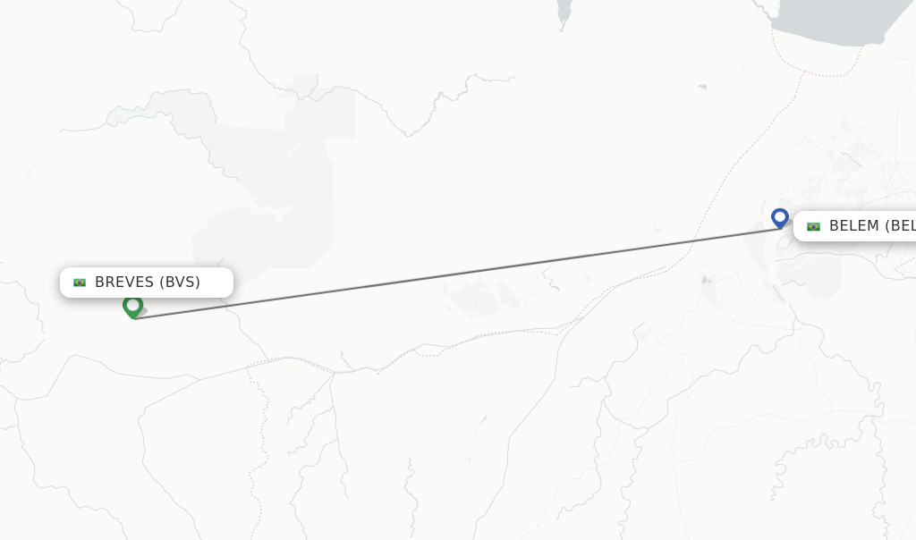 Flights from Breves to Belem route map