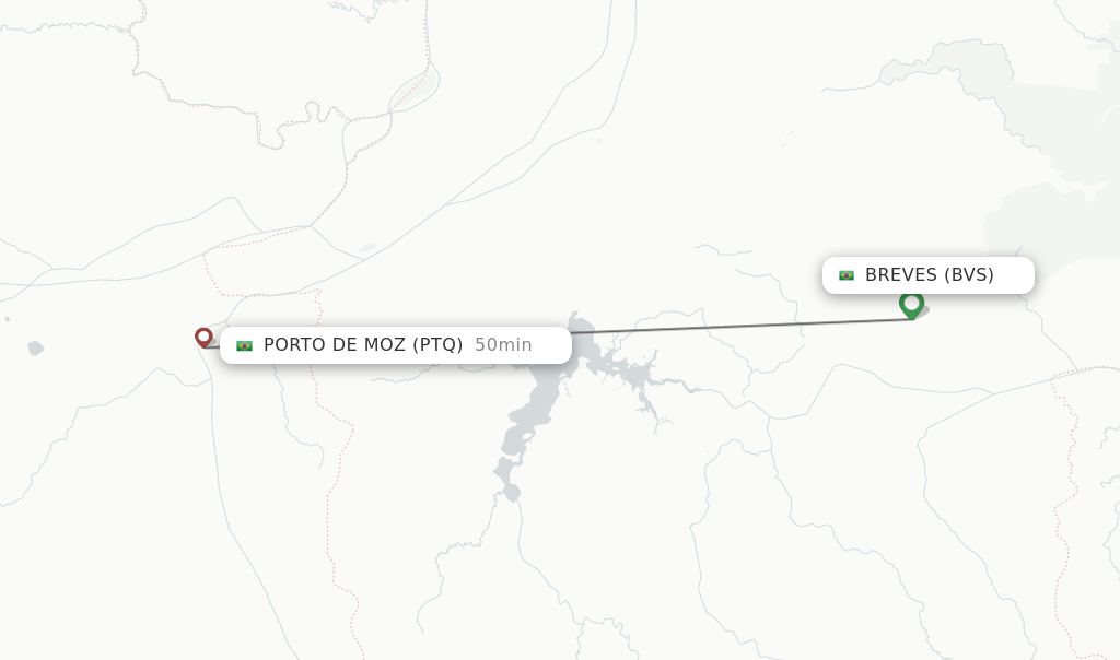 Flights from Porto de Moz to Breves route map