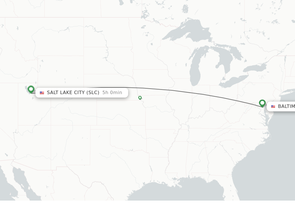 Flights from Baltimore to Salt Lake City route map