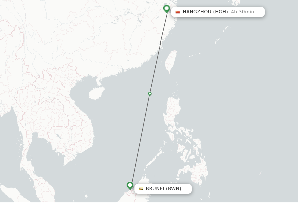 Flights from Bandar Seri Begawan to Hangzhou route map