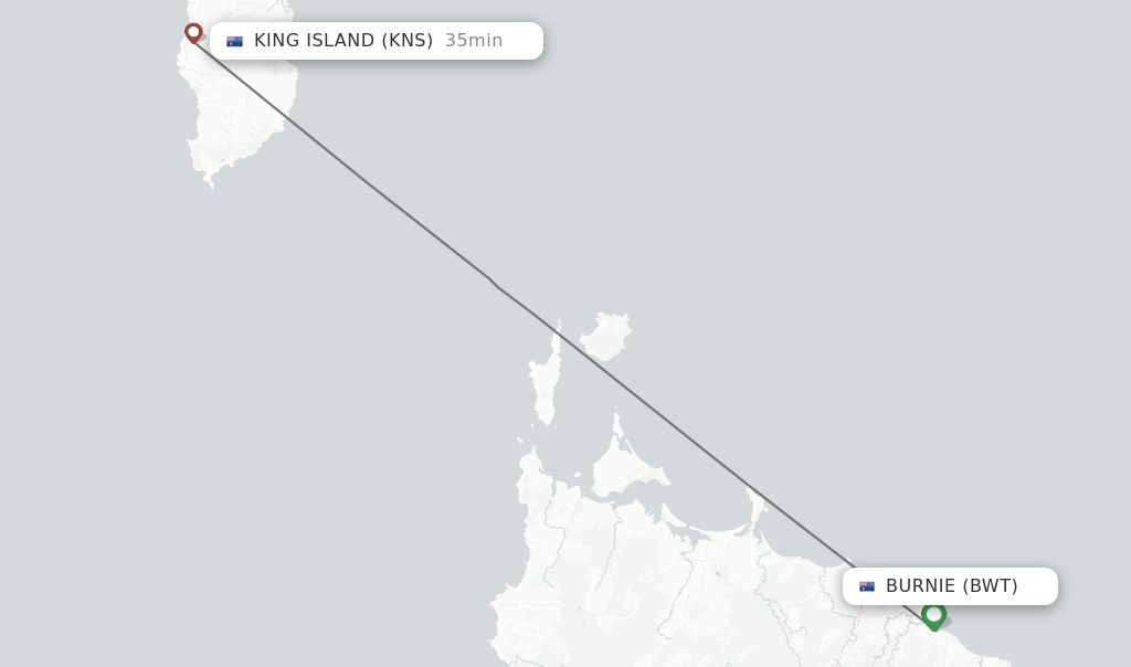 Flights from Burnie to King Island route map