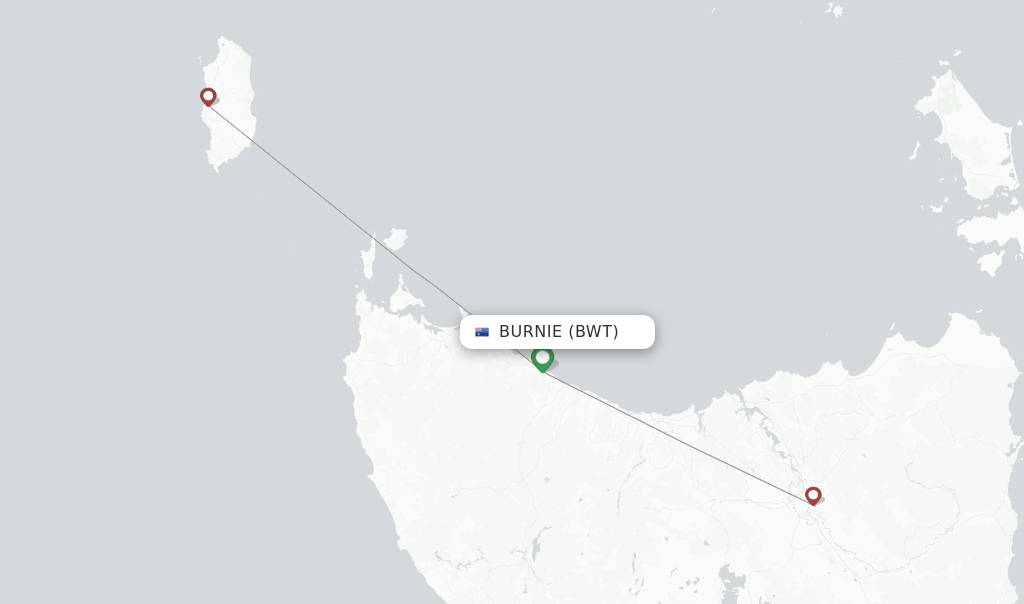 Route map with flights from Burnie with Sharp Airlines