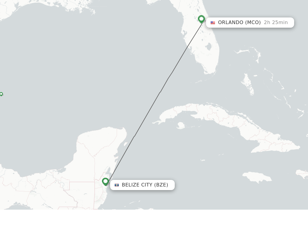 Flights from Belize City to Orlando route map