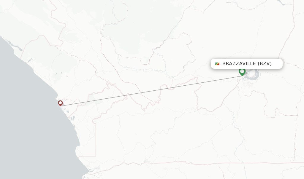 Route map with flights from Brazzaville with Air Cote DIvoire