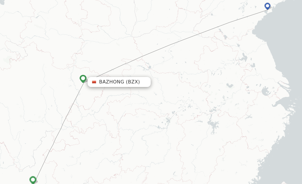 Route map with flights from Bazhong with Ruili Airlines