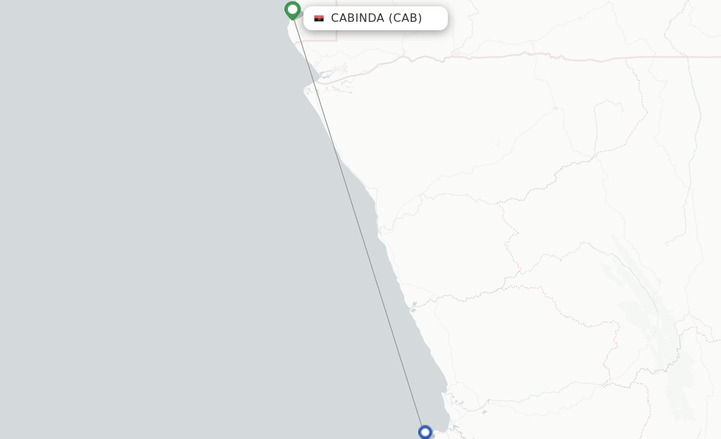 Route map with flights from Cabinda with TAAG