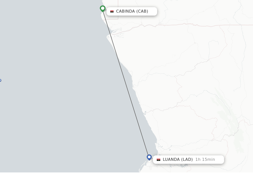 Flights from Cabinda to Luanda route map