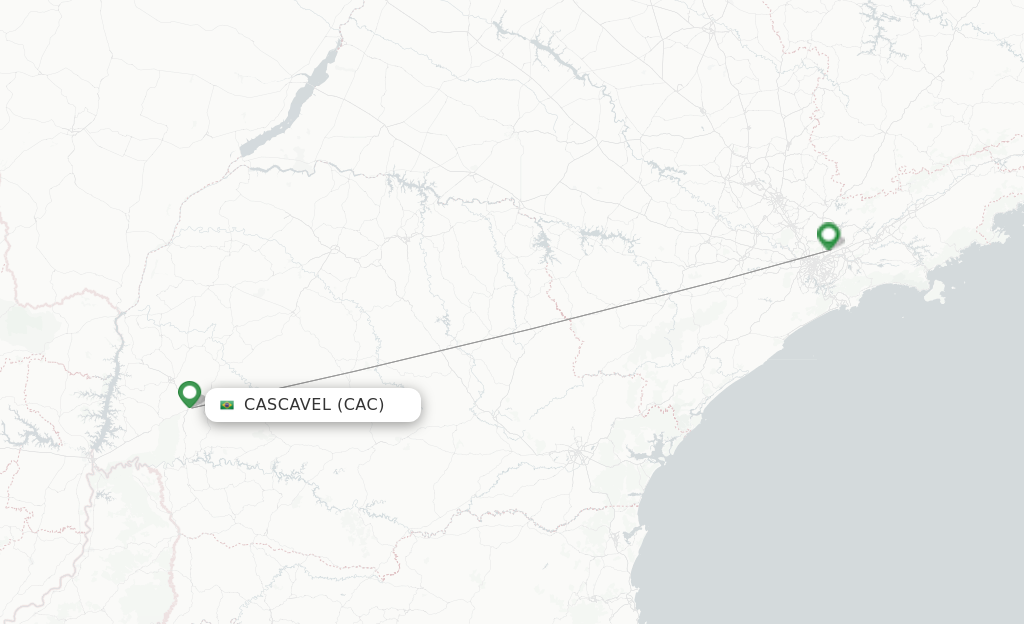 Route map with flights from Cascavel with LATAM