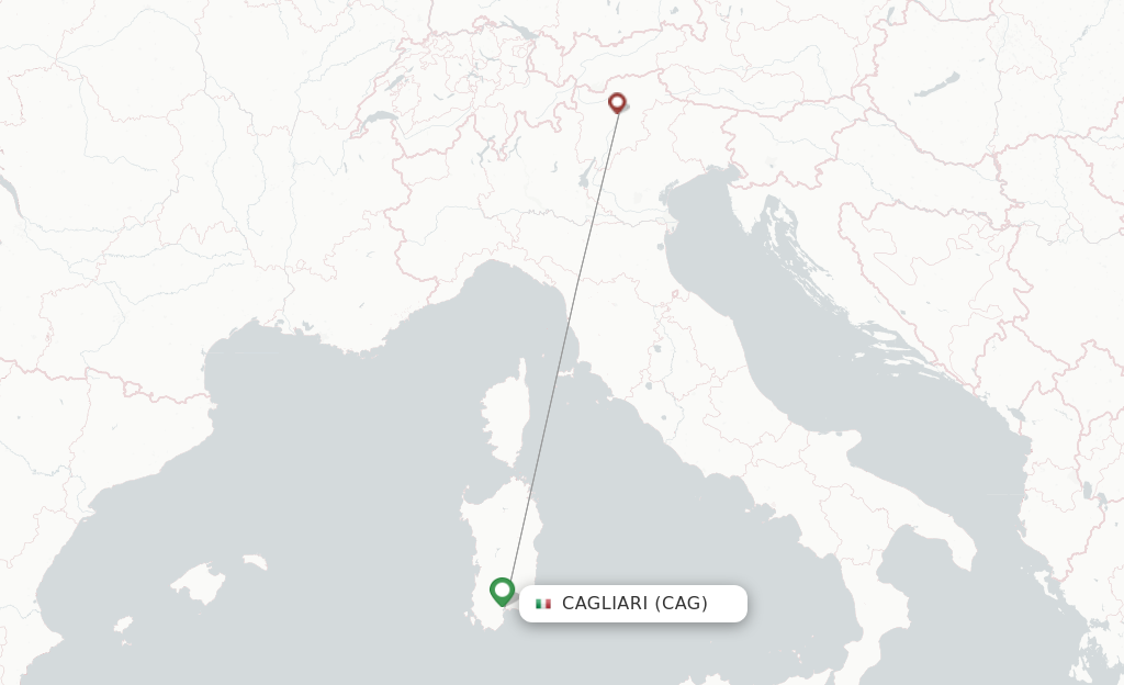 Route map with flights from Cagliari with FlexFlight