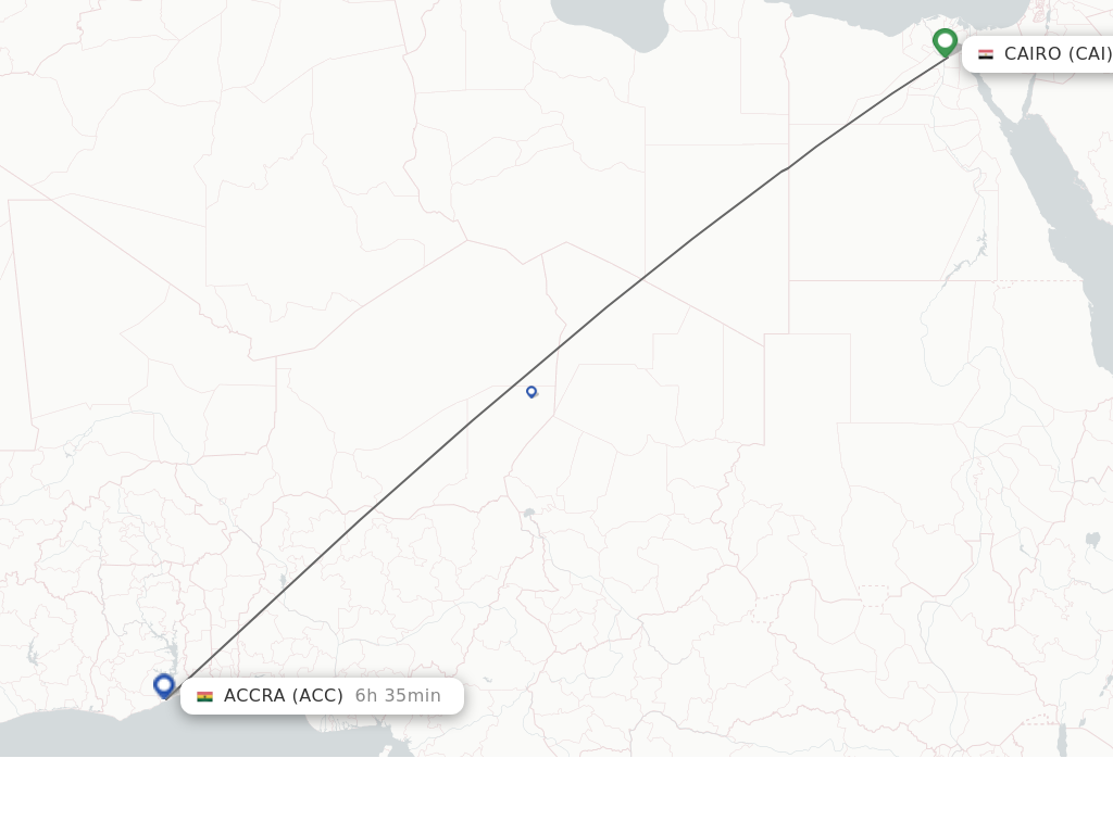 Flights from Cairo to Accra route map