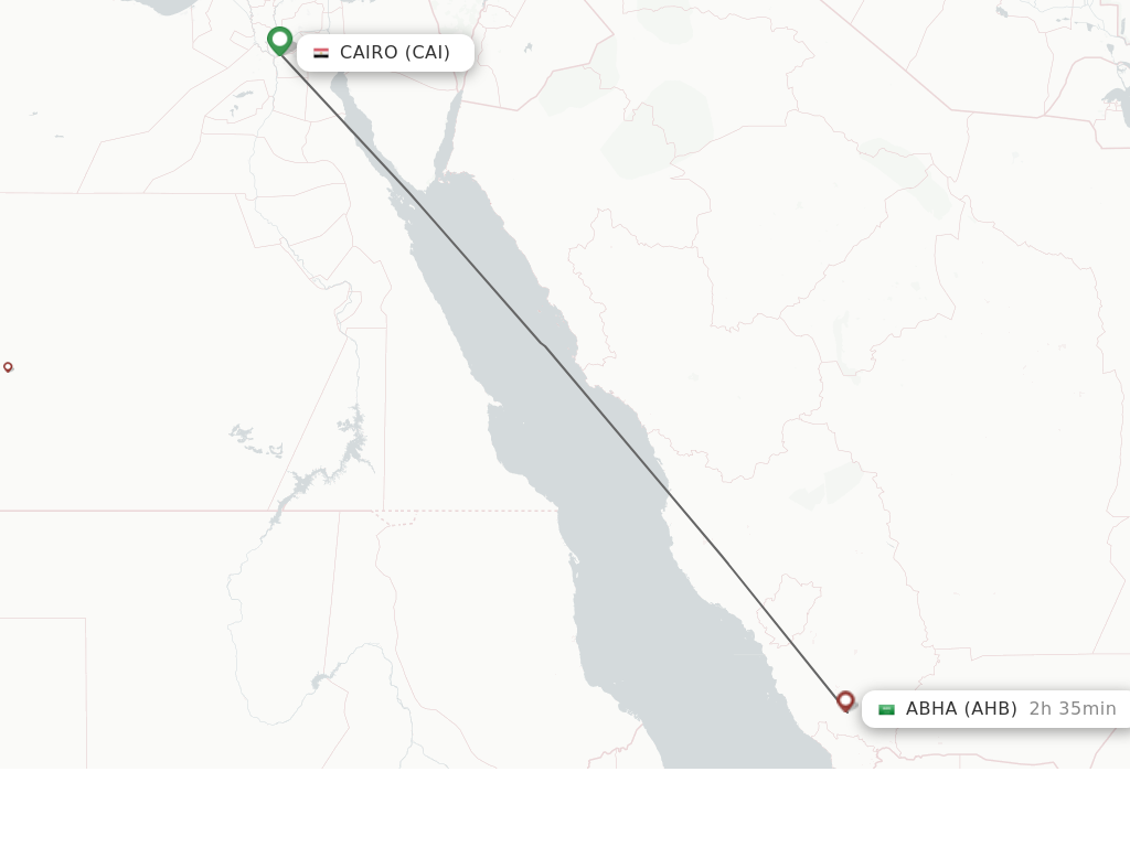 Flights from Cairo to Abha route map